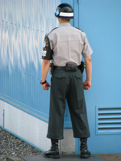 Partially Hidden South Korean Soldier Watching the North at DMZ Partially Hidden South Korean Soldier Watching the North at DMZ