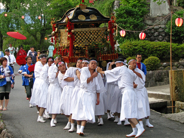 Carrying the Mikoshi in Tsumago, Japan